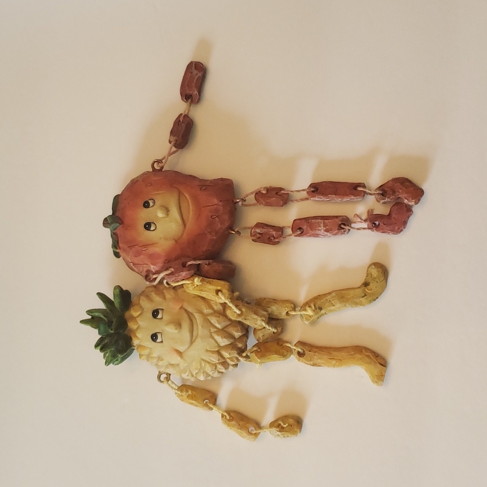 Vintage Anthropomorphic Fruit Resin wall hanging.Strawberry and Pineapple Granny
